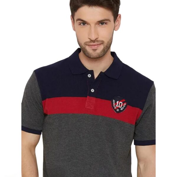 Wood Men's Half Sleeves Polo Neck Striper T-shirt  Fabric : Cotton Blend