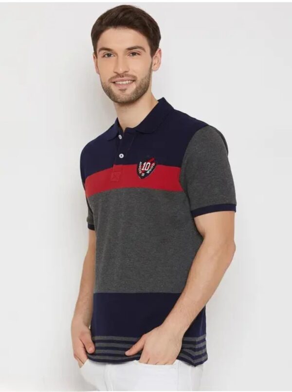 Wood Men's Half Sleeves Polo Neck Striper T-shirt  Fabric : Cotton Blend - Image 2