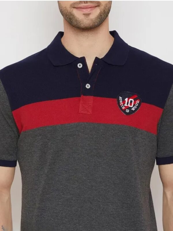Wood Men's Half Sleeves Polo Neck Striper T-shirt  Fabric : Cotton Blend - Image 4