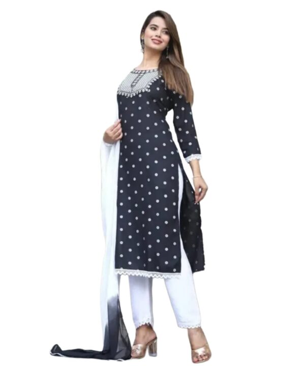 RAYON NECK EMROIDERY 3 PC SUIT FOR WOMAN FASHION