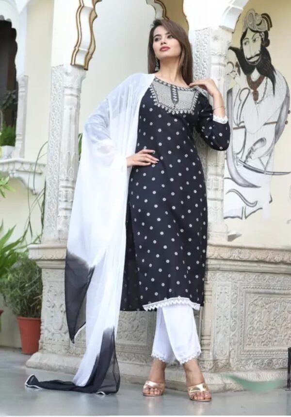 RAYON NECK EMROIDERY 3 PC SUIT FOR WOMAN FASHION - Image 2