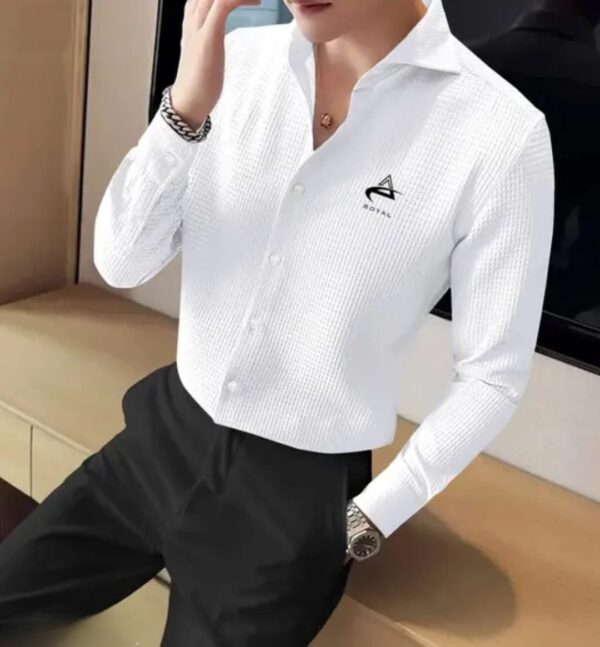 WAFFLE TEXTURE LONG SLEEVE SHIRT - Image 3