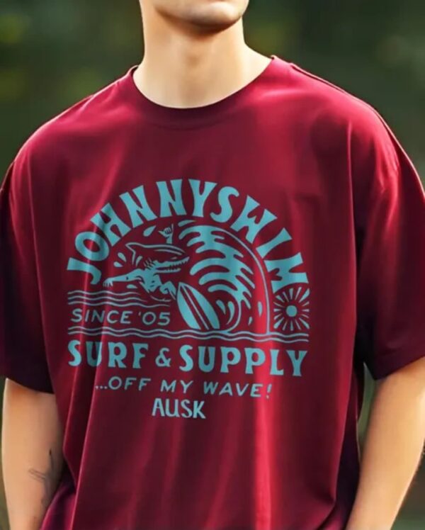 Men Tshirt with Half Sleeve Printed Down Shoulder Oversized T-shirt - Image 2