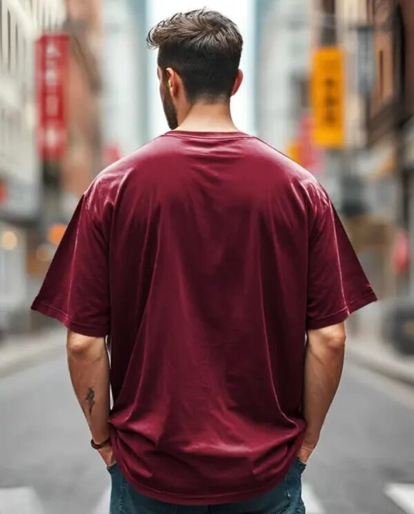 Men Tshirt with Half Sleeve Printed Down Shoulder Oversized T-shirt - Image 4
