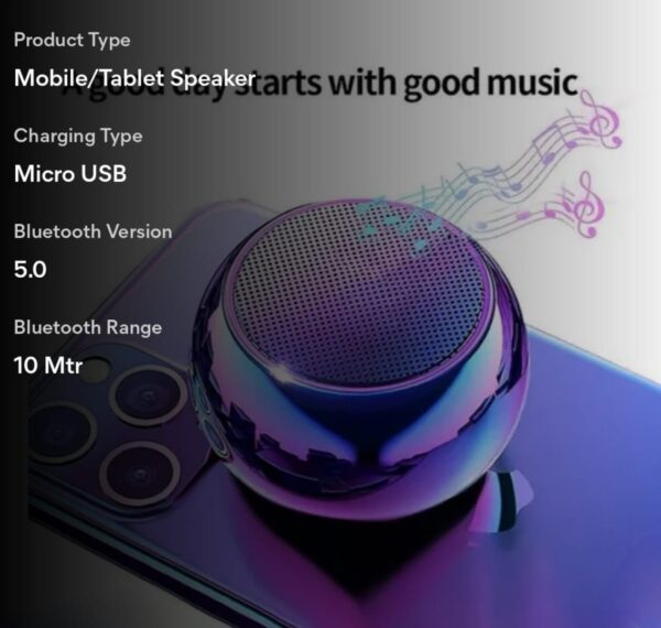 Mini Boost 4 Bluetooth Speaker 4D Mini Electroplating Round Steel Speaker - Image 2