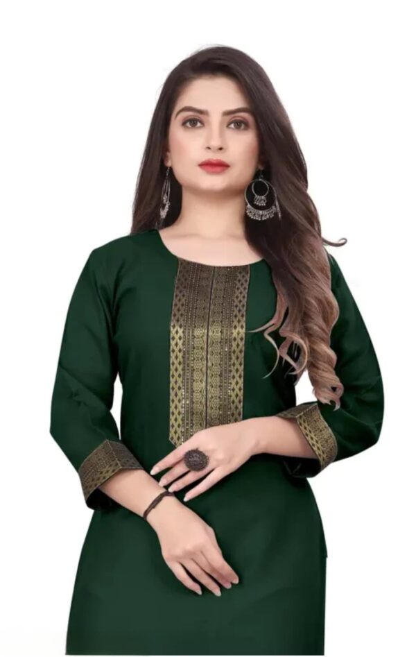Desigener Kurtis New Collection Plain Cotton Golden Lace Border Pattern Casual Kurta for Girls & Women
