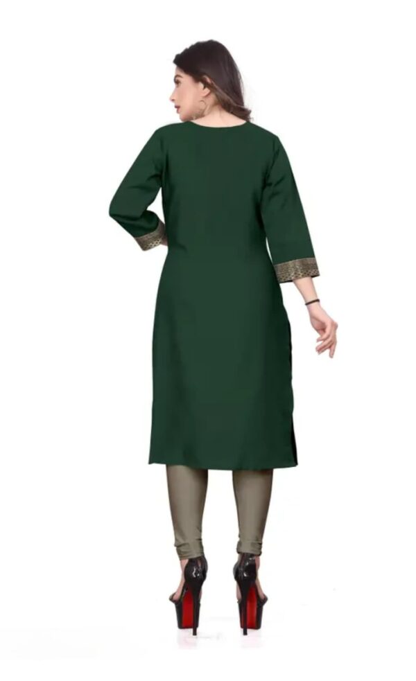 Desigener Kurtis New Collection Plain Cotton Golden Lace Border Pattern Casual Kurta for Girls & Women - Image 3