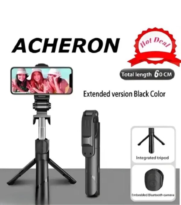 Portable Selfie Stick Tripod with Bluetooth Remote, Tripod Stand, Multifunctional Selfie Stick with Extendable Aluminium Monopod, 360 deg Rotation Phone Holder, Adjustable Grip Tripod Bluetooth Selfie Stick (Black, Remote Included) - Image 4