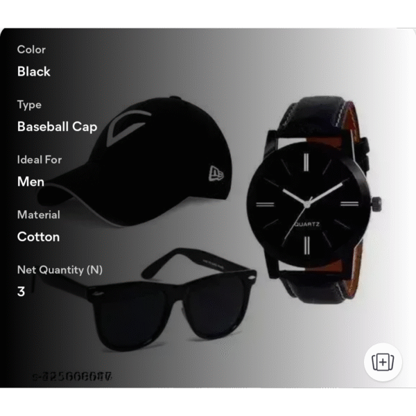 Black Baseball Combo Caps for Men and Women Cap Denim Stylish Cotton Caps Men for All Fashions Cotton Blend Sports Workouts Gym Running Cap, Unisex Watches, - Image 6