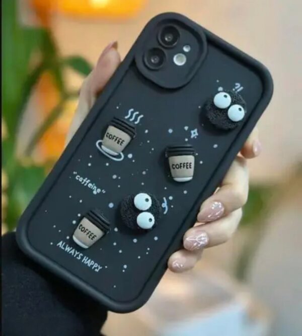 iPhone 11 | Cute Fun Cartoon 3D Ball Coffee Silicone Case | Body Protection | Camera Protection | Shock Proof (Black) - Image 2