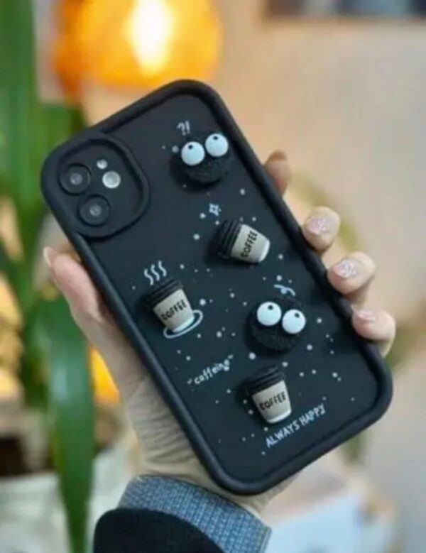 iPhone 11 | Cute Fun Cartoon 3D Ball Coffee Silicone Case | Body Protection | Camera Protection | Shock Proof (Black) - Image 3