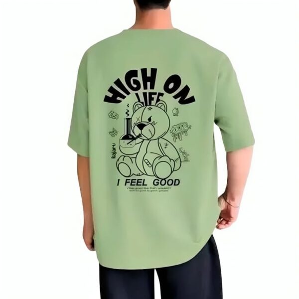 Trendy Men Round Neck Printed Oversize Cotton Blend Tshirt Men & Boys Oversized Round Neck Printed Cotton Blend T-shirt – Front & Back Graphic Design, - Image 2