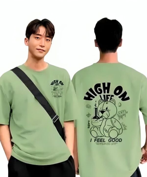 Trendy Men Round Neck Printed Oversize Cotton Blend Tshirt Men & Boys Oversized Round Neck Printed Cotton Blend T-shirt – Front & Back Graphic Design,