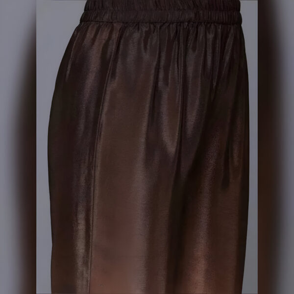 Fabrico Mandarin Collar Chinon Kurta Palazzo Set Camel Brown - Image 4