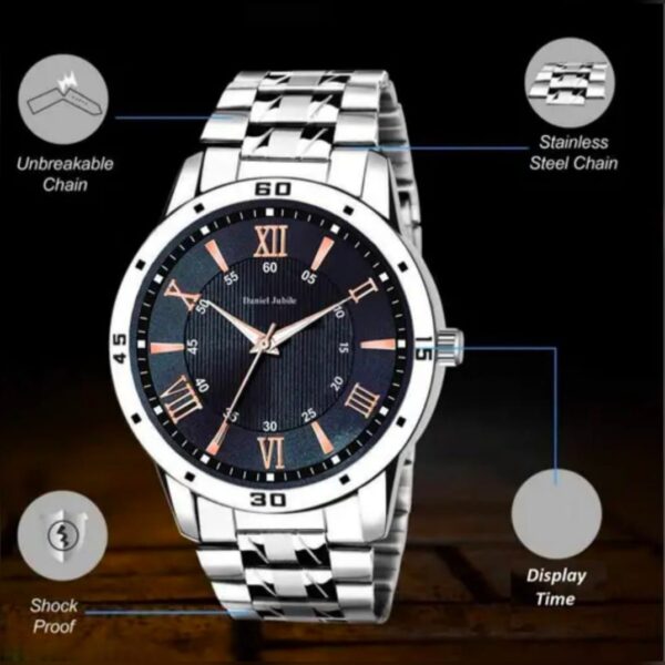 Classy Men Sliver Stainless Steel Analog Watch - Image 2
