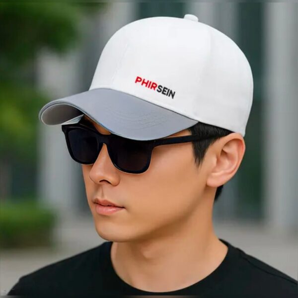 Phirsein Stylish Two Tone White & Grey Baseball Cap for Men | Premium flexy Adjustable Sports Cap