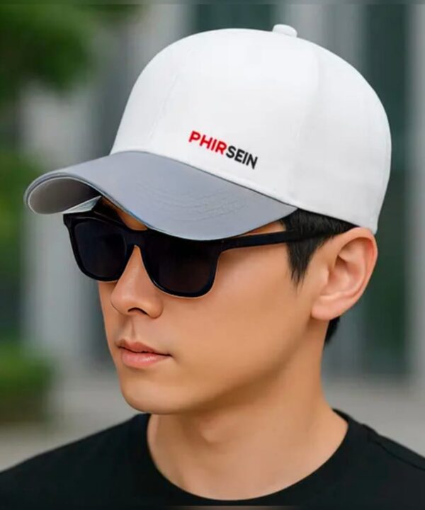 Phirsein Stylish Two Tone White & Grey Baseball Cap for Men | Premium flexy Adjustable Sports Cap