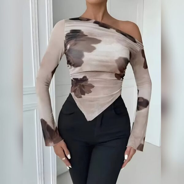 Women Western Wear Stylish Floral Print Net Top - Image 4