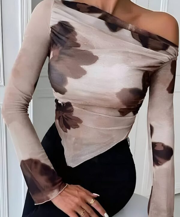 Women Western Wear Stylish Floral Print Net Top