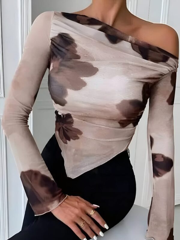 Women Western Wear Stylish Floral Print Net Top