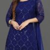 Women's Georgette Sharara Kurta Set - Navy Blue