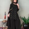 Women's Georgette Sharara Kurta Set - Black