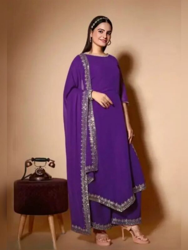 Latest Georgette Embroidery Dupatta Kurti Set