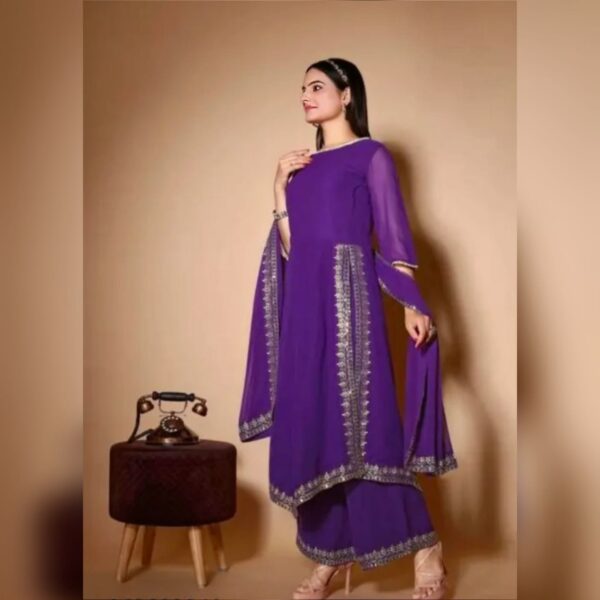 Latest Georgette Embroidery Dupatta Kurti Set - Image 3