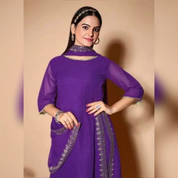Latest Georgette Embroidery Dupatta Kurti Set - Image 4