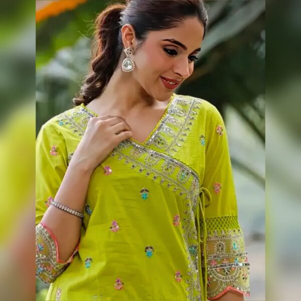 Wedding Kurta Set Women Heavy Kurta Set Chanderi Silk Kurti Set - Image 3