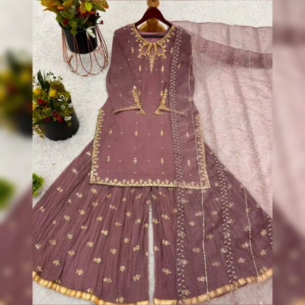 New Designer Collection in Embroidery Work With Fully Stitched Ready to Wear Suit - Image 2