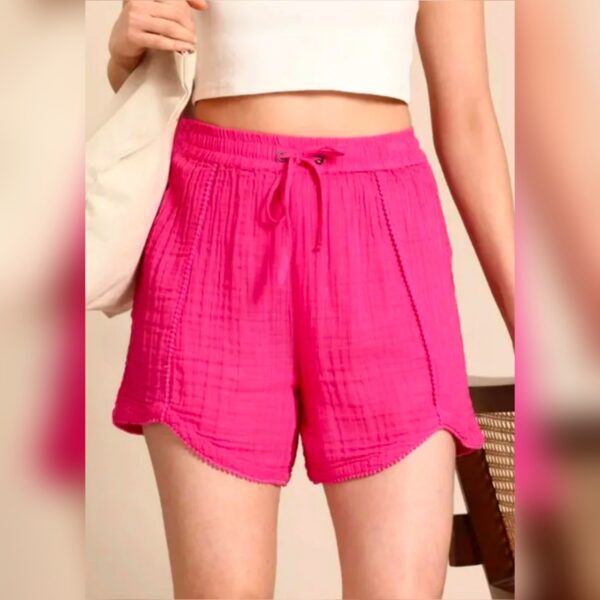 Mast & Harbour Women Crinkled Pure Cotton Shorts