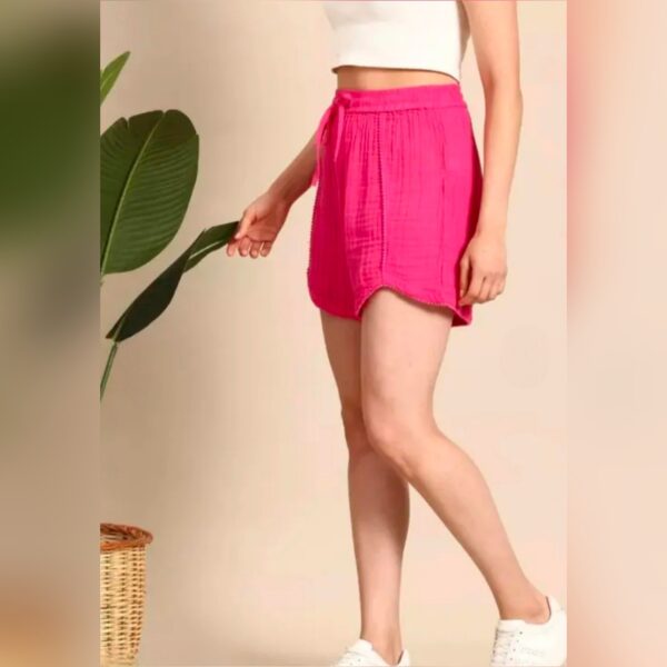 Mast & Harbour Women Crinkled Pure Cotton Shorts - Image 3