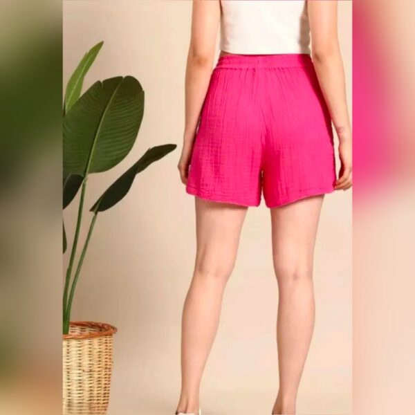 Mast & Harbour Women Crinkled Pure Cotton Shorts - Image 4
