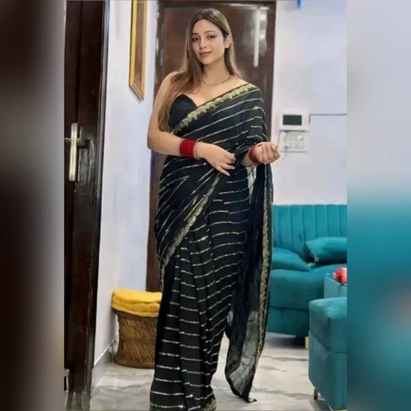 Party wear sarees Banarasi sarees Embroidered sarees Chiffon sarees Georgette sarees Luxury sarees Saree collection Latest saree designs Sarees for festivals - Image 3
