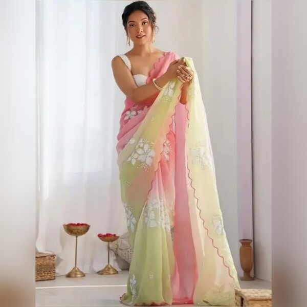 DESIGNER SAREE WITH VERY SOFT AND SHINY FABRIC SEQUANCE WORK AND UNSTICHED BLOUSE 