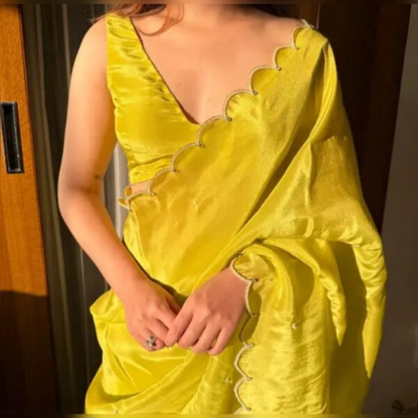 DESIGNER NEON COLOR SAREEE WITH MOTI WORK