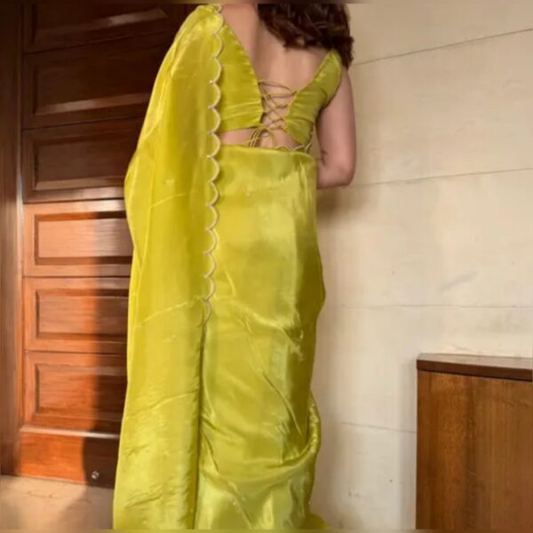 DESIGNER NEON COLOR SAREEE WITH MOTI WORK - Image 2