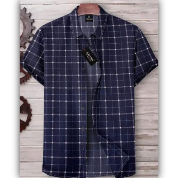 Men Regular Navi Blue Printed Shirts