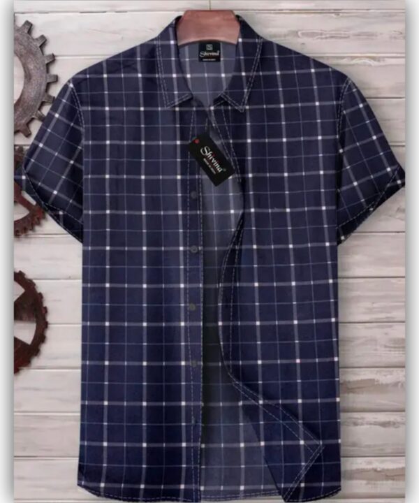 Men Regular Navi Blue Printed Shirts