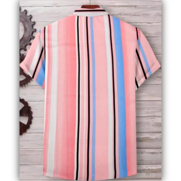 Men Regular Pink & Blue Trend Printed Shirt | Striped Pattern Shirt - Image 2