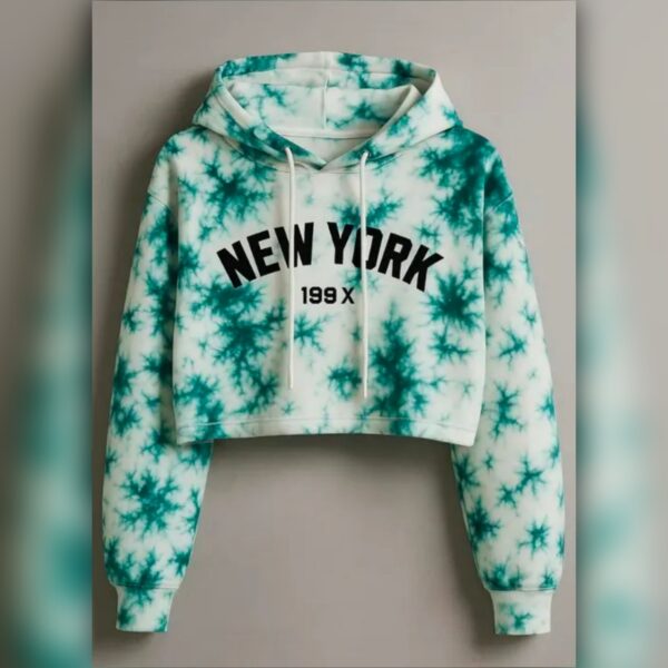 Reverse Weave Tie Dye Crop Women Hoodie