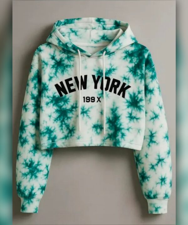 Reverse Weave Tie Dye Crop Women Hoodie