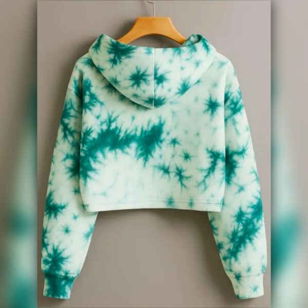Reverse Weave Tie Dye Crop Women Hoodie - Image 2