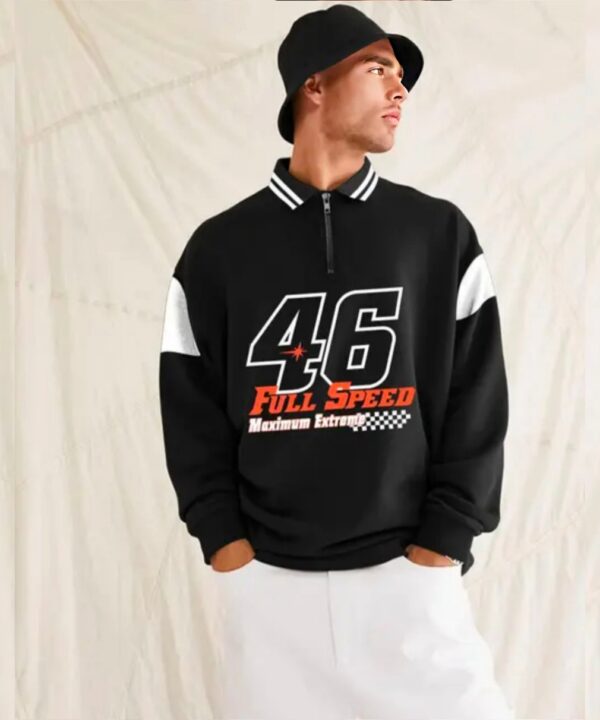 Maniac Men's Placement Print Regular Black Sweatshirts