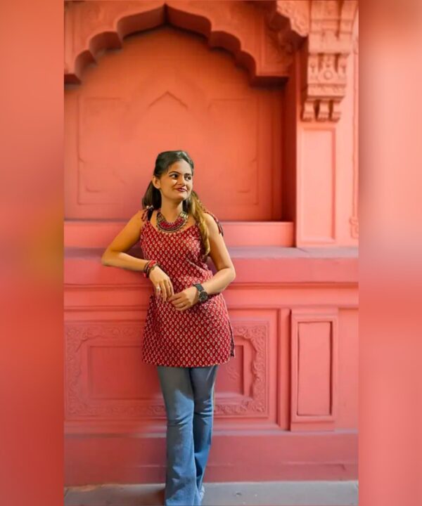 Aesthetic deshi short kurti short kurti summer aesthetic summer outfit inspo short tie strap kurti college outfit ootd Meesho finds floral summer print kurti deshi outfits
