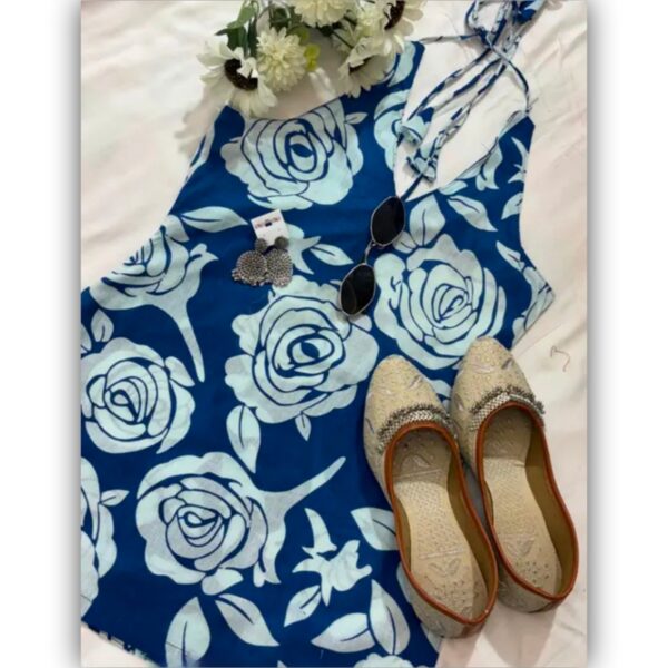 Blue rose backless Short kurti