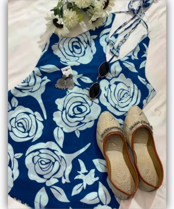 Blue rose backless Short kurti