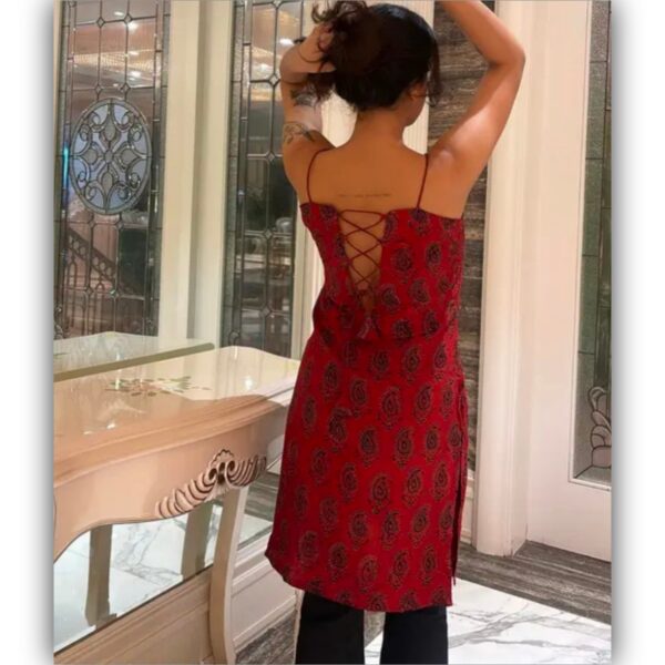 Womens printed modern stylish backless dori pettern short kurti for jeans - Image 2