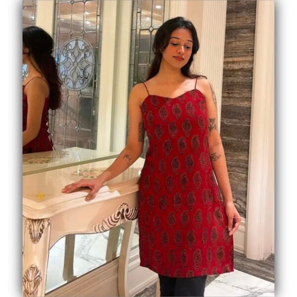 Womens printed modern stylish backless dori pettern short kurti for jeans
